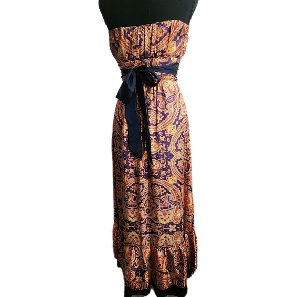 The Limited Boho Maxi Dress Hippie Paisley Festival 70s Flowy Tiered Floral Sz 0 - Picture 8 of 13